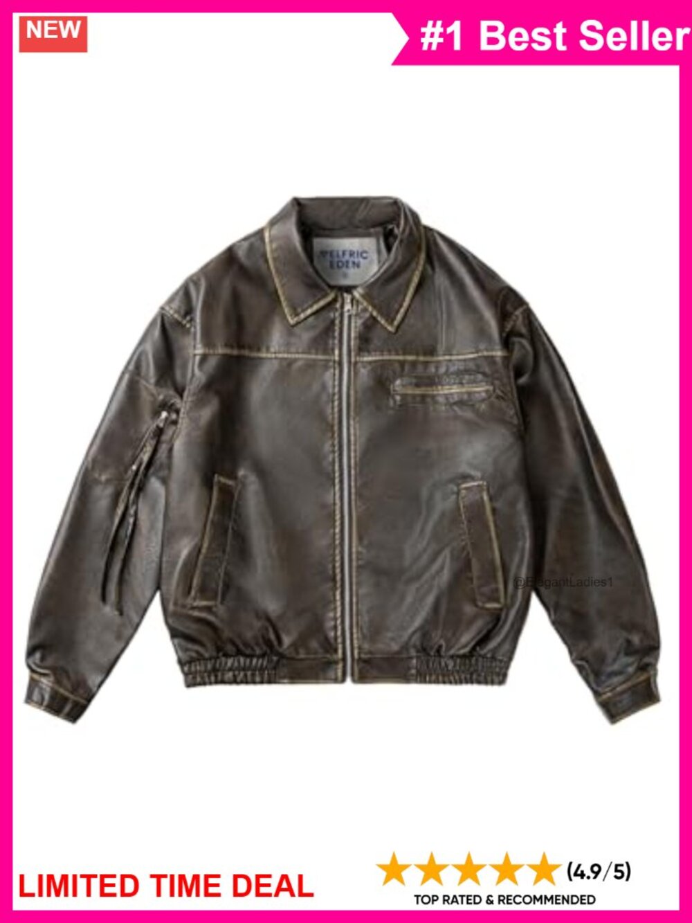 Faux Leather Cropped Jacket Multi Pocket Utility Aviator Oversized Zip Long